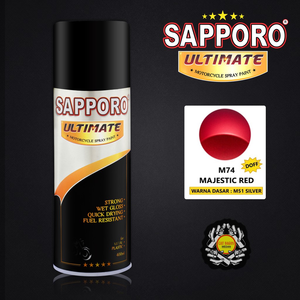 SAPPORO ULTIMATE M74 MAJESTIC RED MERAH DOFF HONDA PCX CAT SEMPROT 400 ML CAT MOTOR AEROSOL PYLOX ME