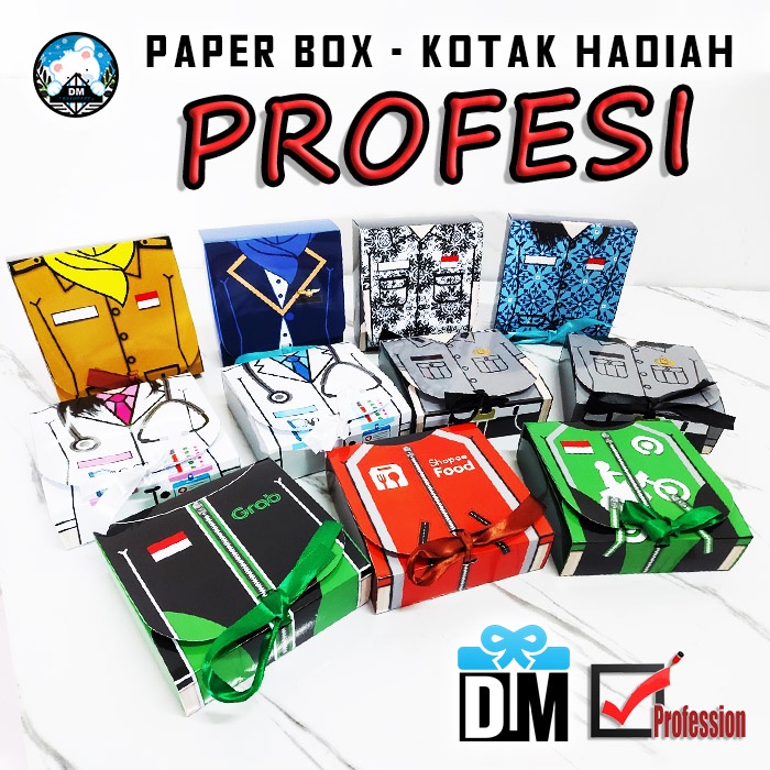 

Kotak Kado Hadiah Lebaran Profesi Pekerjaan Paper Box Dokter Dinas Guru Pramugari Customer Service Polisi Kurir Lucu 51-69