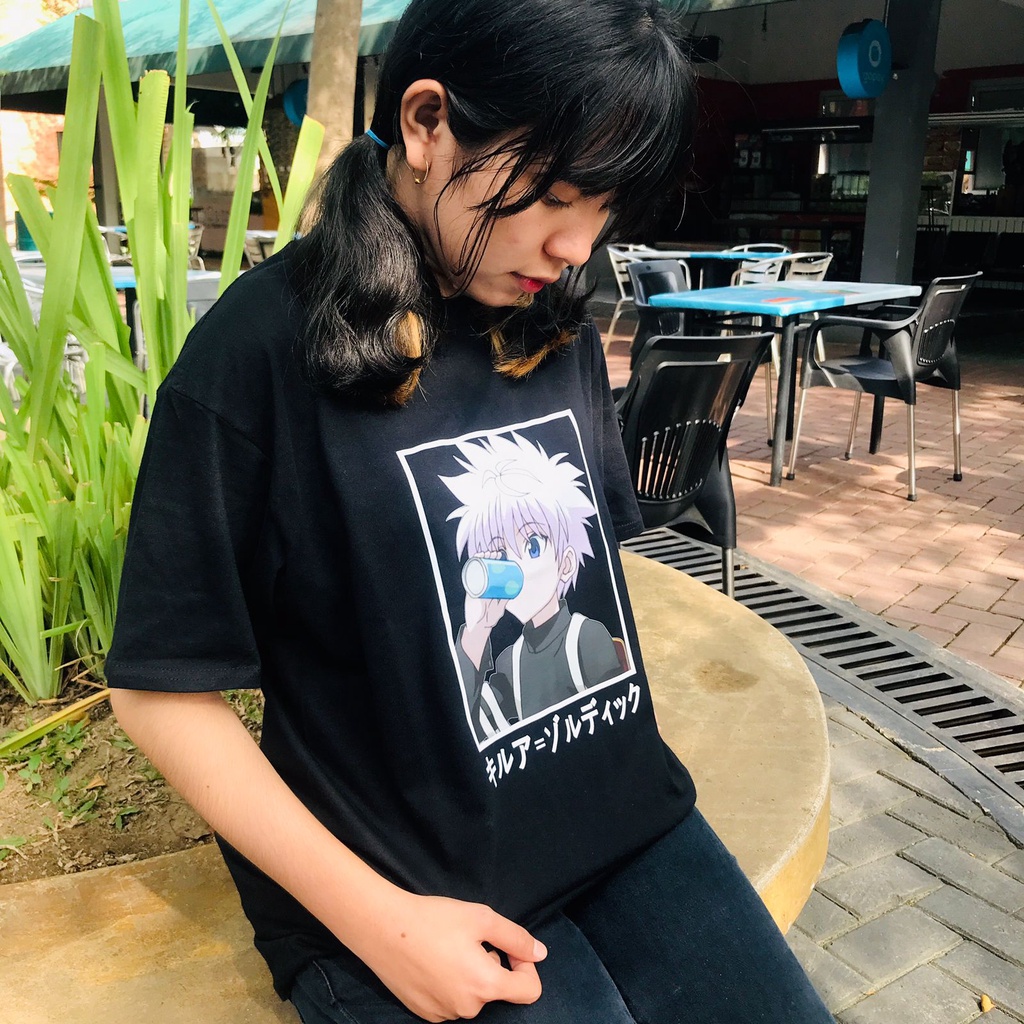 Tshirt Killua Zoldyck Chibi Black HxH Character Anime