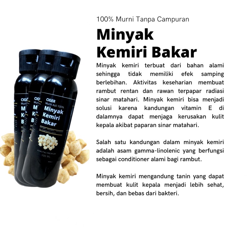 Minyak Kemiri Bakar Murni Penumbuh Rambut 100 ml Alami Original Asli - Penebal Rambut Bayi Dewasa Pria Brewok Jenggot Kumis Jambang Janggut Alis Bulu Mata / Ampuh Mencegah Uban Rambut Rontok / Penghitam Rambut Terlaris Viral Levita MKB Asli Bali