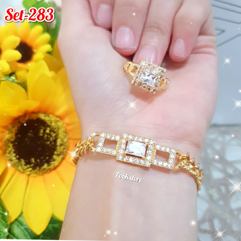 SET PERHIASAN GELANG GRATIS CINCIN CANTIK | GELANG SET AKSESORIS XUPING/COD