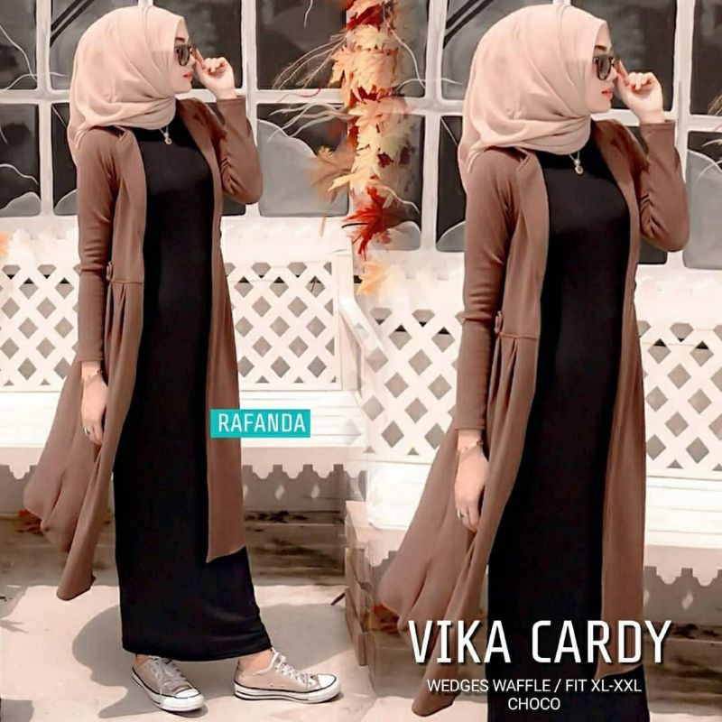 Vika Cardy, KARDIGAN WANITA MUSLIM CANTIK BAHAN WEDGES WAFFLE LD 98-110 TERMURAH PALING LARIS OOTD