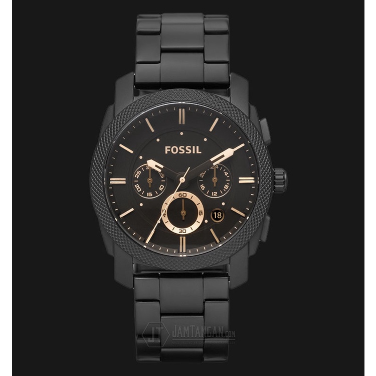 Fossil FS4682 Machine Chronograph Dark Brown Dial Black Stainless