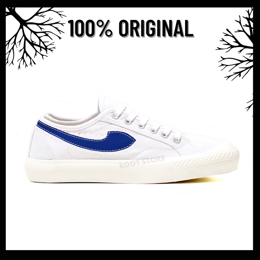 100% Original Sepatu Lokal Casual White Blue Low | Not Compass Gazelle White Blue