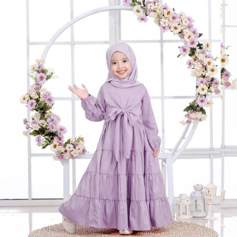Baju Pesta Anak Perempuan Muslimah Lucu Trandy Terbaru 2022 Dress Zetta Kekinian Elegan Usia 4 5 6 Tahun