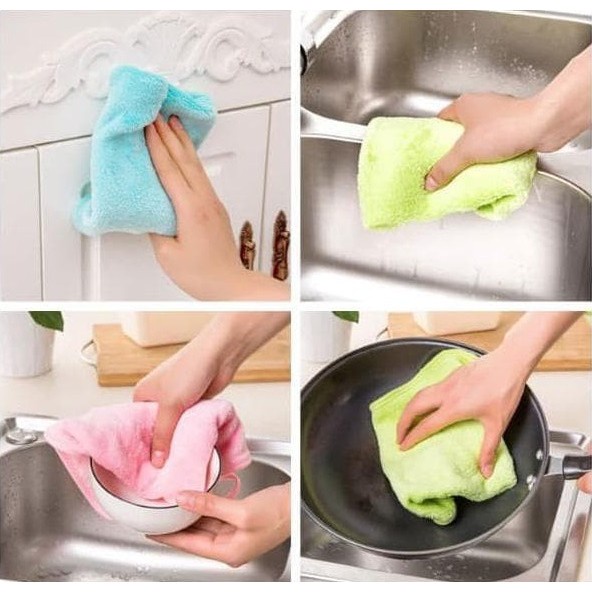 Kain Lap Tangan Polos Hand Towel Warna Handuk Gantung Wastafel Coral Fleece Bulu Karang Serap Air TL