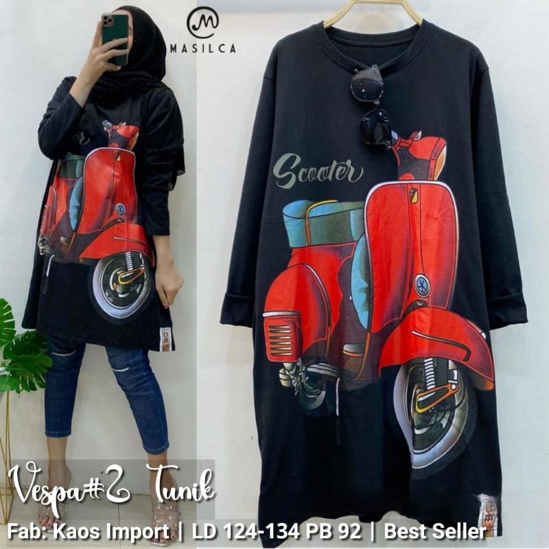 Tunik vespa kaos import Ld 124-134 super jumbo