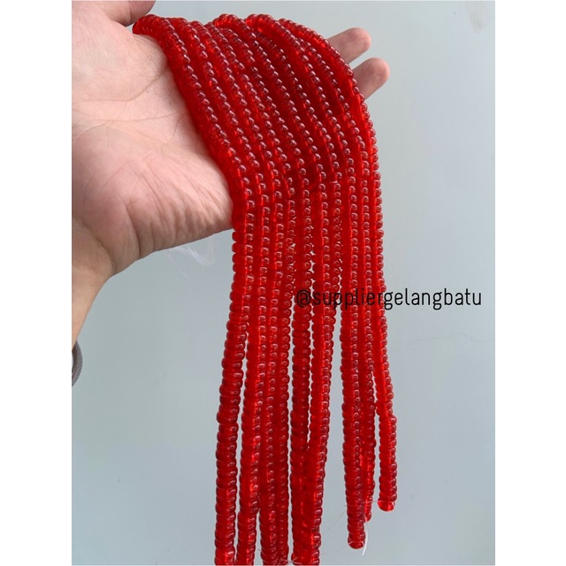 batu rondelle SOFT RED quartz Beads 5 x 10mm spacer pembatas tasbih perlengkapan muslim spacer donat aksesories fashion