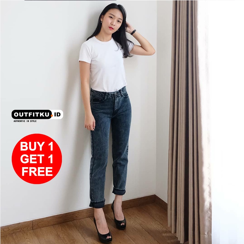 Boyfriend Jeans Wanita 27-30 / Celana Jeans Panjang Wanita / Celana Jeans Highwaist