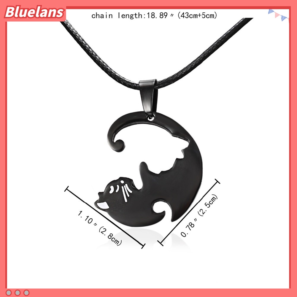 Bluelans 2Pcs Fashion Embrace Cats Pendant Couple Matching Necklaces Jewelry Gift