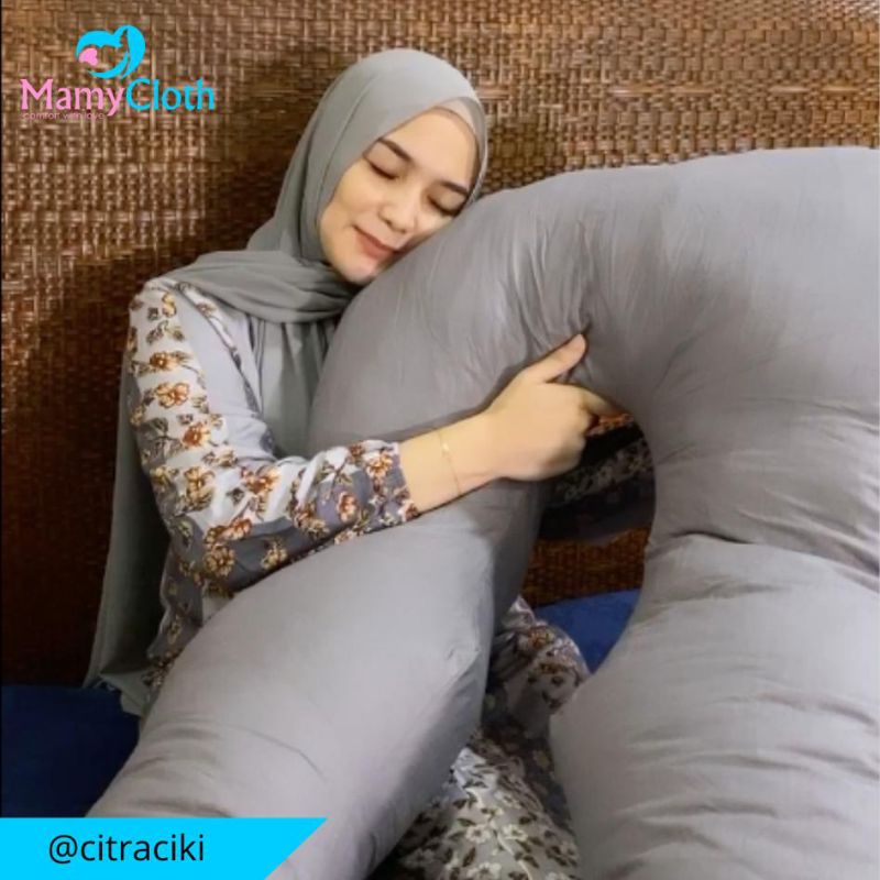 Bantal Hamil Premium / MamyCloth / POL-00 / Abu Polos / Grey