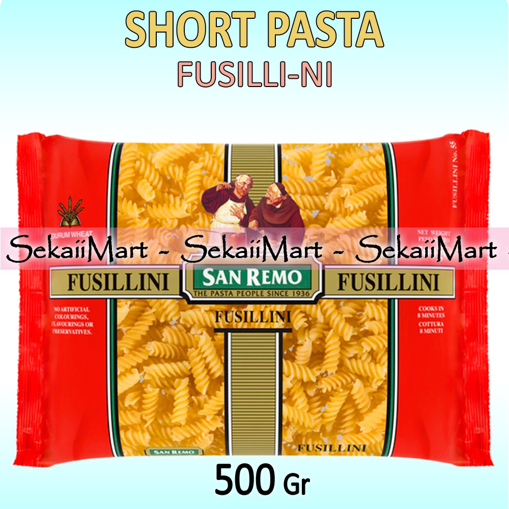 

SAN REMO Fusillini 55 Pasta 500g - SANREMO Fusilini Pasta Gandum Model Ulir Spiral Kecil