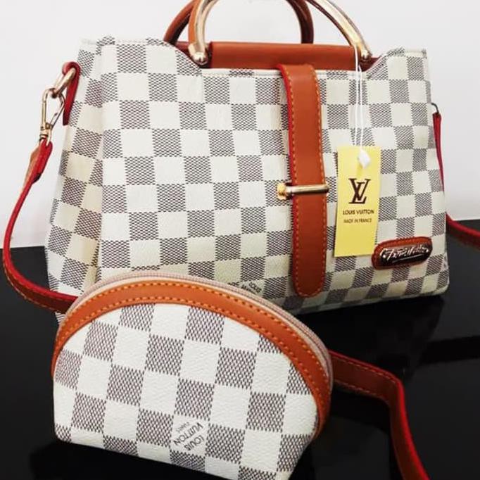 Diskon TAS WANITA LV 3RUANG LV R1240 BATAM IMPORT MURAH SET DOMPET MURAH