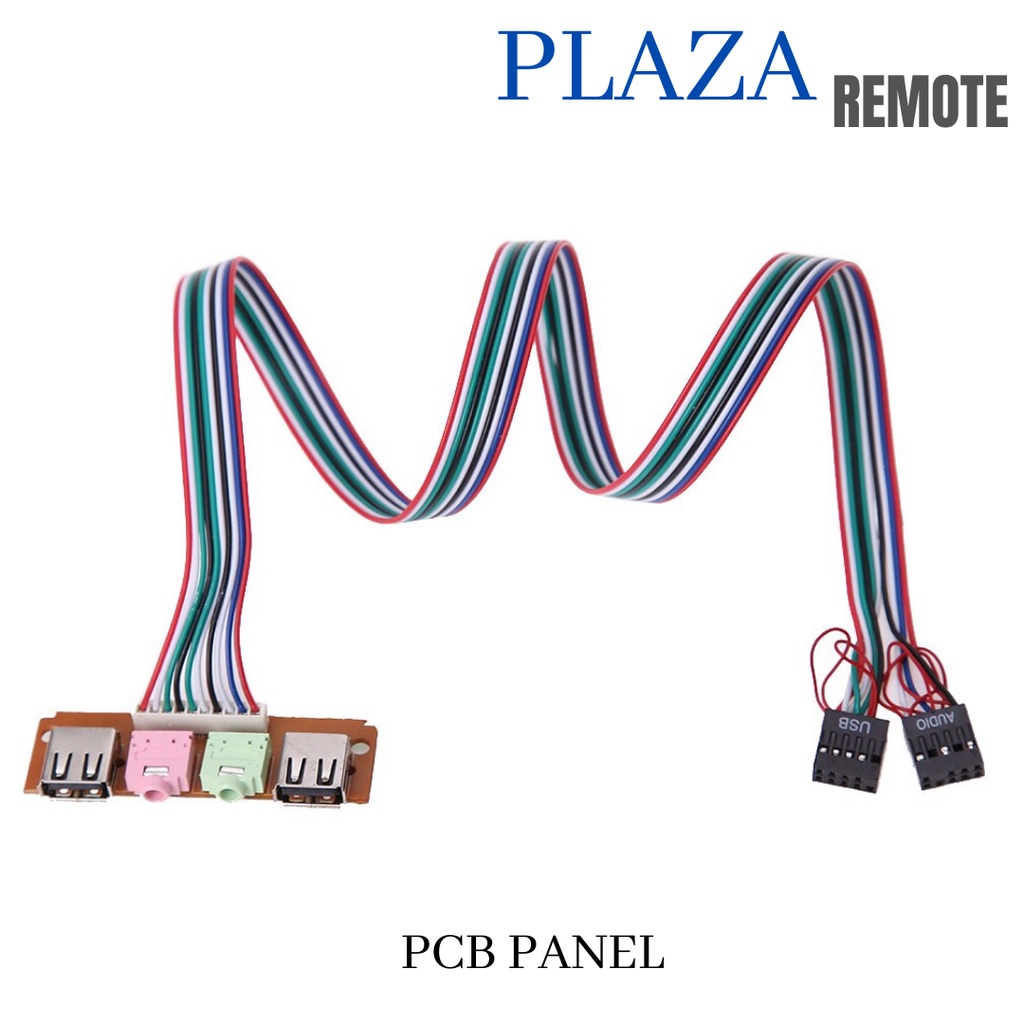 FRONT PANEL PCB KOMPUTER UKURAN 6.8 CM 2 USB AUDIO JACK 3.5 MM EARPHONE KABEL