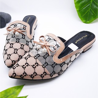 Sendal Teplek  Bakpau Wanita  Sandal  Flat Brukat By Purple 