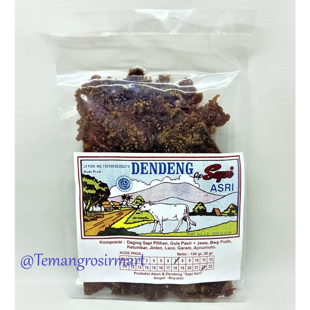 

Dendeng Sapi Cap Sapi Asri 100 gram / Dendeng Daging Kering