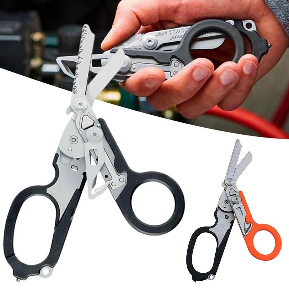 Populer Multifungsi Tanggung Kreatif Lipat Survival Outdoors Survival Scissors Adjustable Hand Tools Gunting Serbaguna