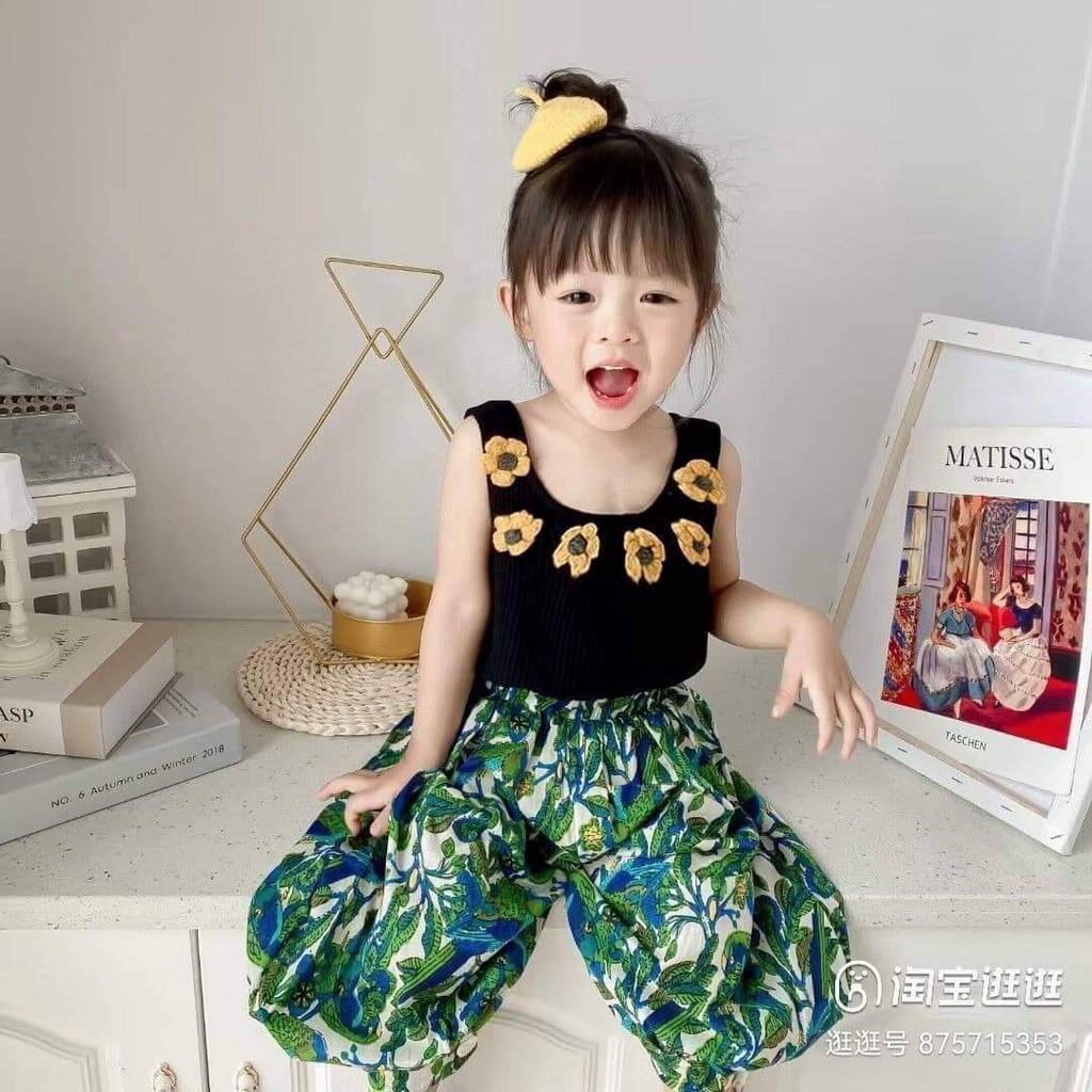 Setelan Anak Perempuan Crop Top Sun Flower