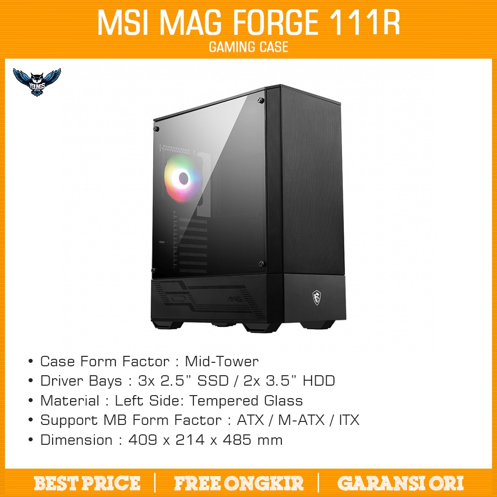 Gaming Case MSI MAG FORGE 111R | 1 Fan | Tempered Glass Chassis