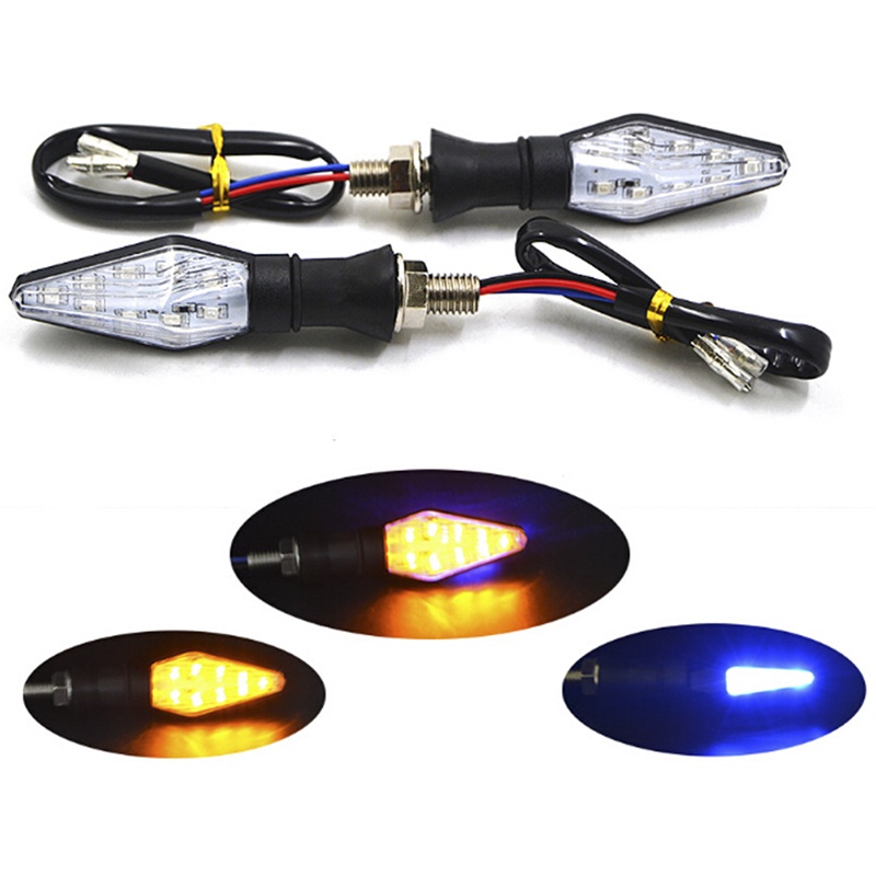 (Happy) Lampu Sein 12-led Warna Amber + Biru Untuk Motor Universal