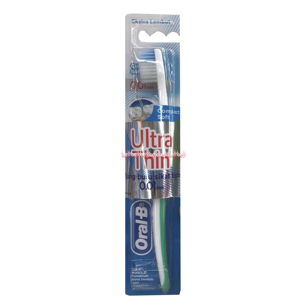 Oral-B Ultra Thin 1 pc sikat gigi dengan gagang ramping dan bulu sikat gigi halus lembut