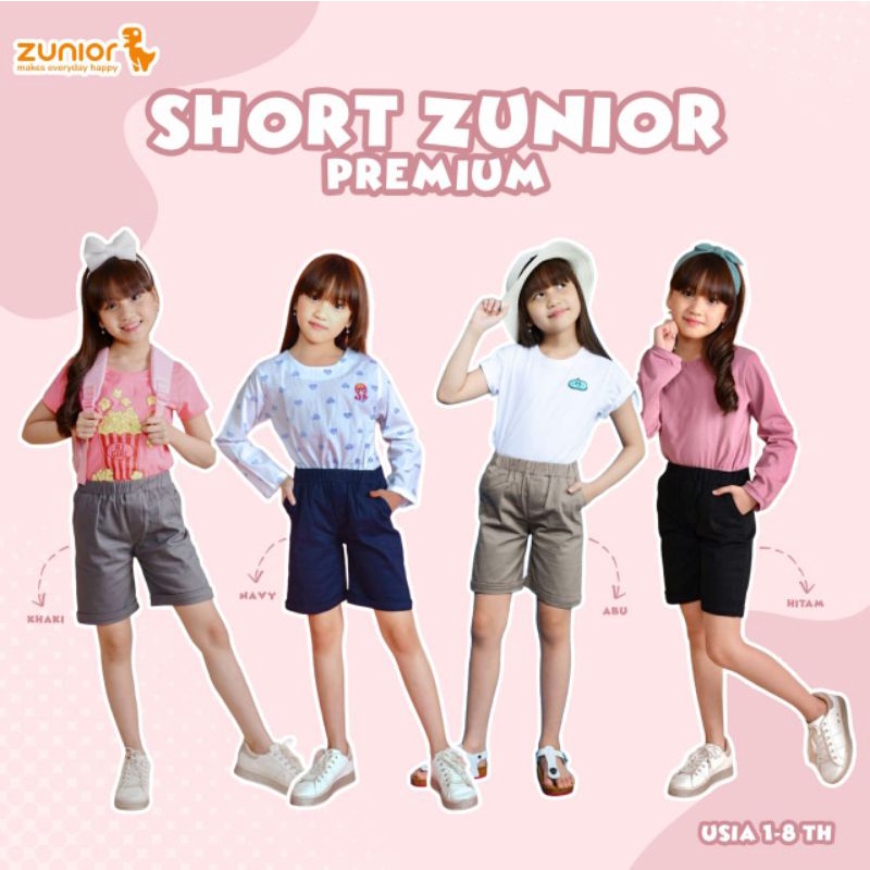 Celana Pendek Anak Zunior Premium 4 Varian Warna 1-9 Tahun