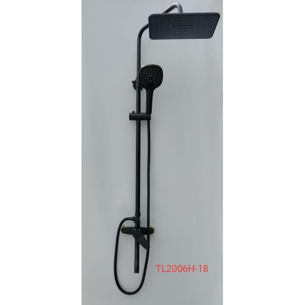 Shower column set rainfall 6H18-tiang shower kolom kotak murah stainless keran air mixer panas dingin hitam black