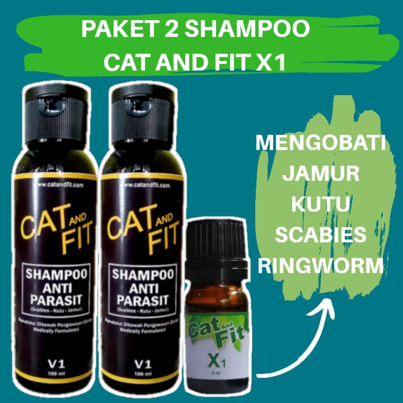 PAKET SHAMPOO DAN CAT AND FIT X1 UNTUK OBAT JAMUR KUTU SCABIES RINGWORM KUCING