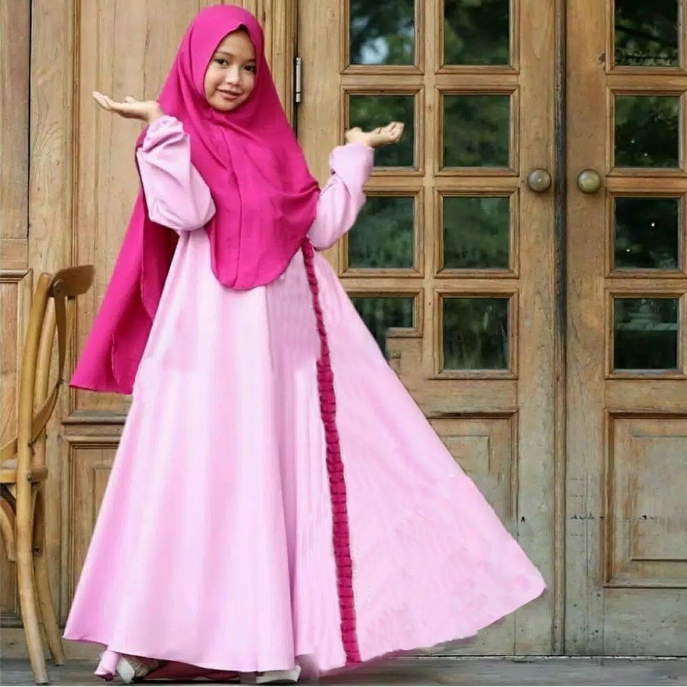 HOPYLOVY - Gamis Anak Perempuan Dress Muslim Setelan Sabrina Kids