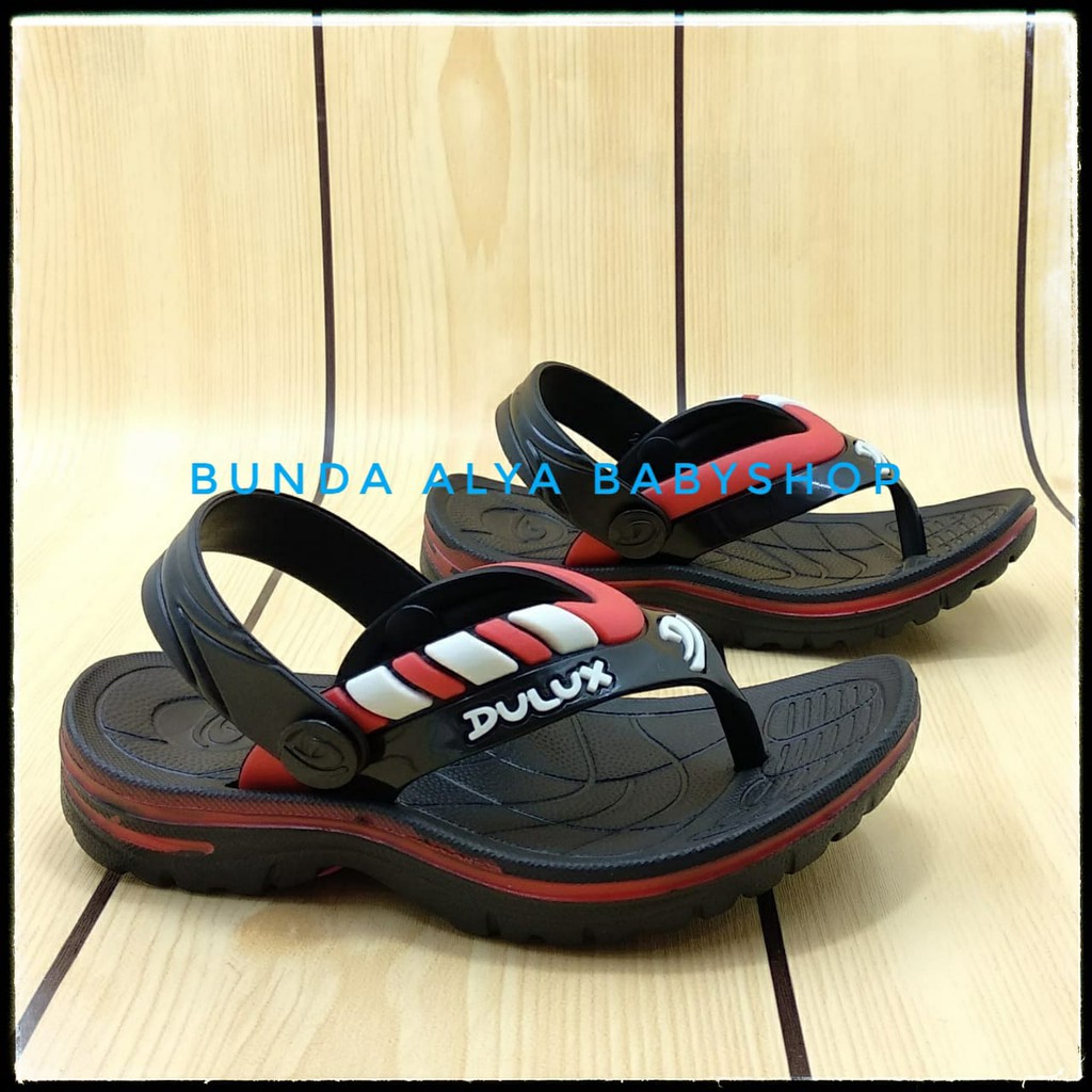 Sendal Anak Laki Jepit Usia 6 - 12 Bulan Karet HITAM Elastis - Sepatu Sandal Jepit Anak Cowok Size 20-21