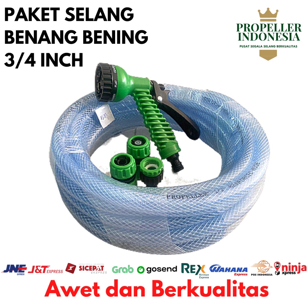 Paket Selang Benang Bening 3/4Inch Hose Variasi 5m 10m 15m 20m 25m