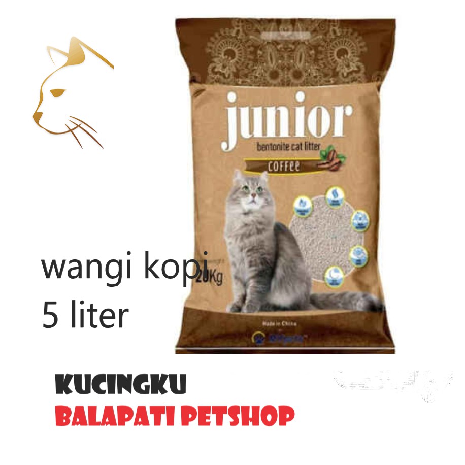 PASIR GUMPAL WANGI KOPI JUNIOR PASIR KUCING 5 LITER MURAH