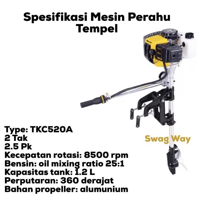 Mesin Perahu Karet Mini Tempel 2 Tak 2.5 Pk