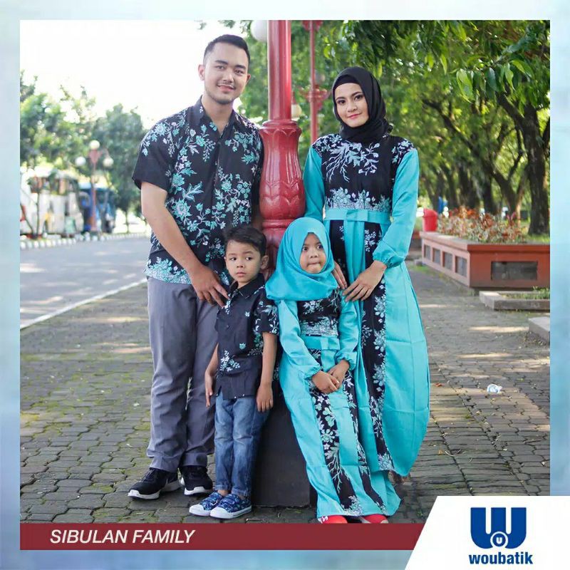 SAROJA BATIK Couple Batik Gamis Balloteli Cibulan Hijau