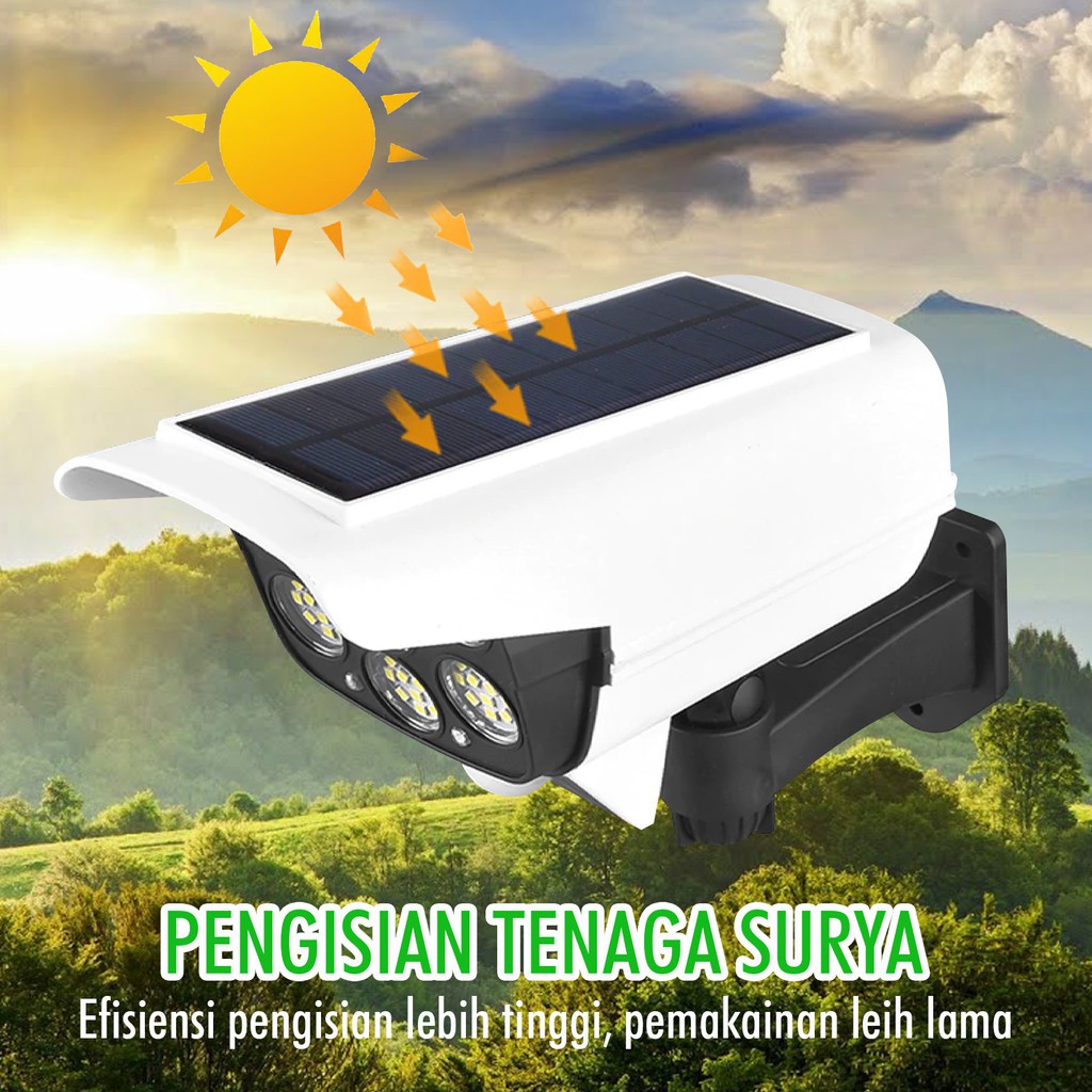 Lampu Solar Sensor Tenaga Surya 77 LED IP65 Waterproof YH 2178T Bonus Remote