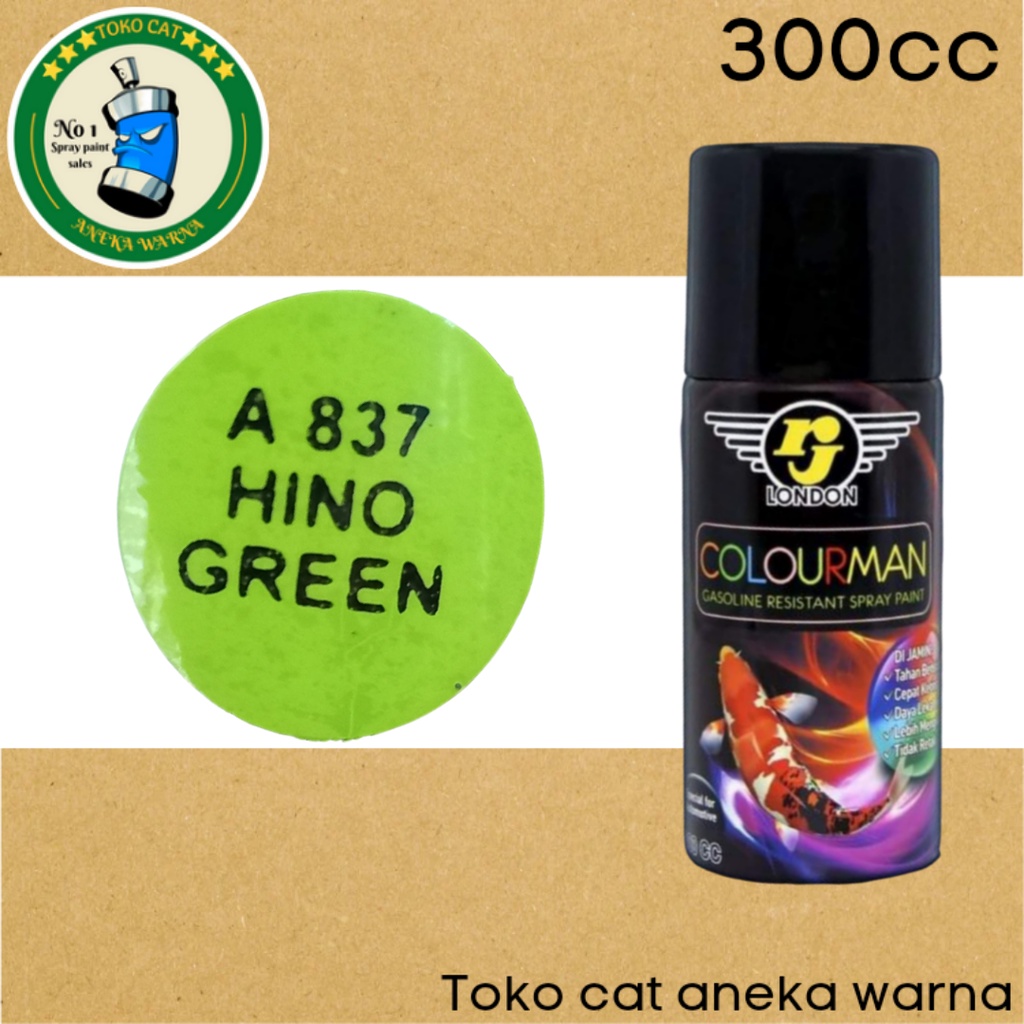 cat semprot 300ml colourman hino green hijau tahan bensin rj london spray paint pilox pilok