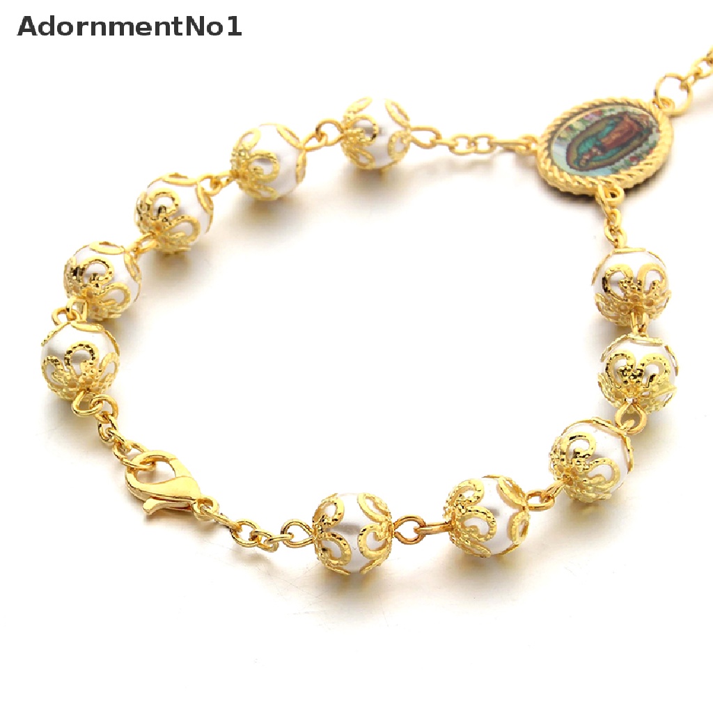 (AdornmentNo1) Gelang Tangan Manik-Manik Motif Yesus Warna Emas Untuk Wanita / Hadiah