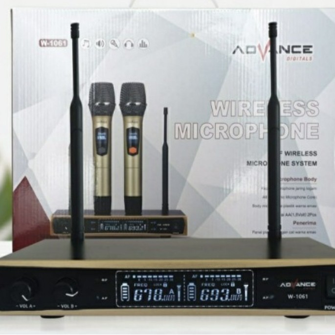 Mic wirles Advance W-1061 Wireless  UHF Microphone suara mantap