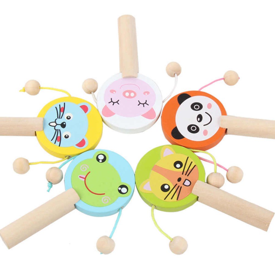 MAIN PERKUSI - WOODEN SWING LOLLIPOP RATTLE - Mainan Edukasi Musikal Anak