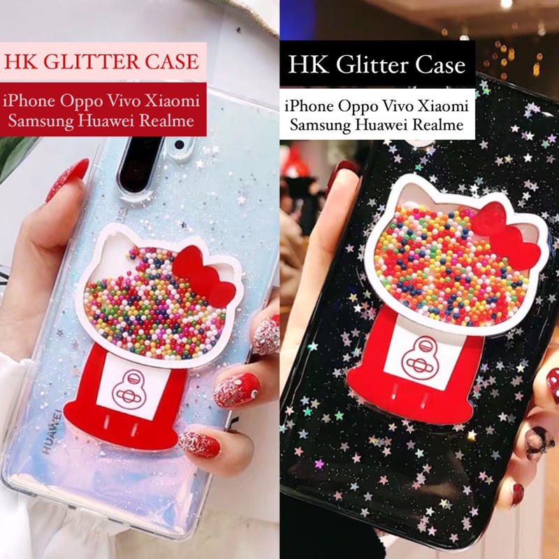 Hello Kitty Glitter Case iPhone Oppo Vivo Xiaomi Samsung note 20 10 s20 ultra m51 a31 a71 a51 a21s