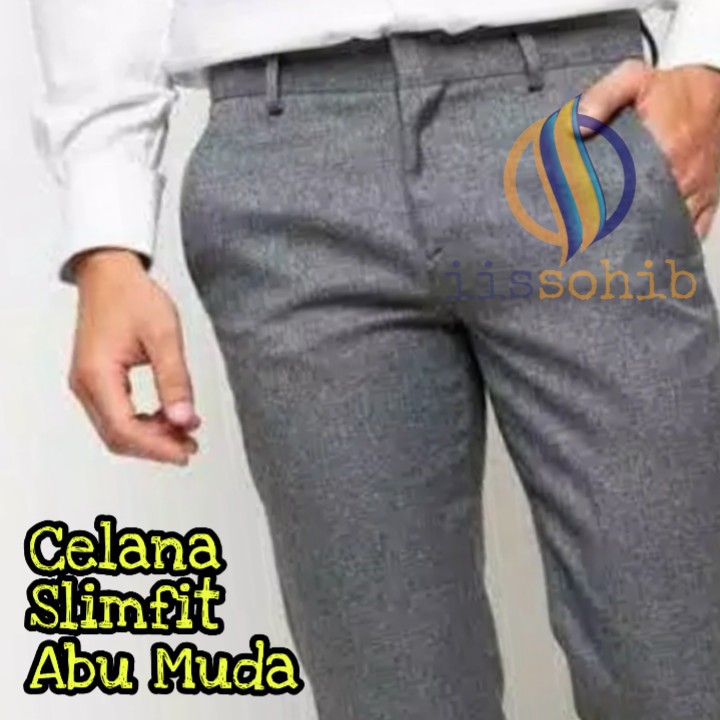 CELANA SLIM FIT ABU MUDA ABUTUA HITAM NAVY COKSU