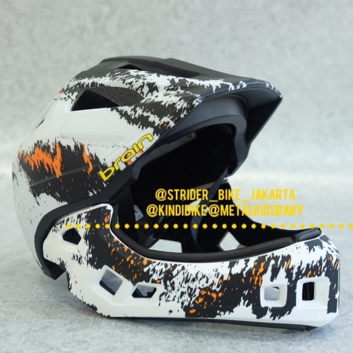 PUSH BIKE BALANCE BIKE STRIDER HELM SEPEDA ANAK FULL FACE BRAIN WHITE