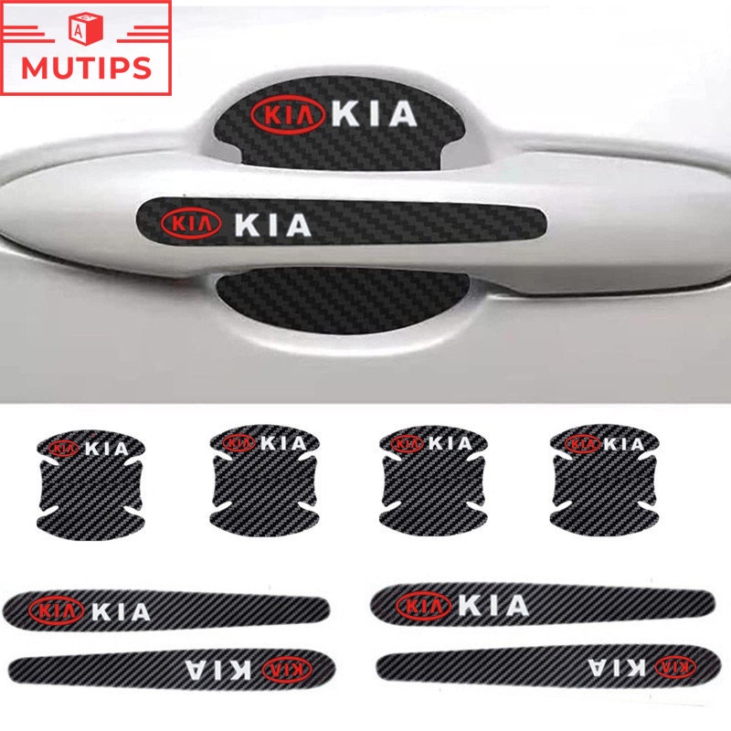 8pcs Stiker Pelindung Gagang Pintu Bahan Serat Karbon Untuk Carnival Picanto Cerato Sportage K5 K3