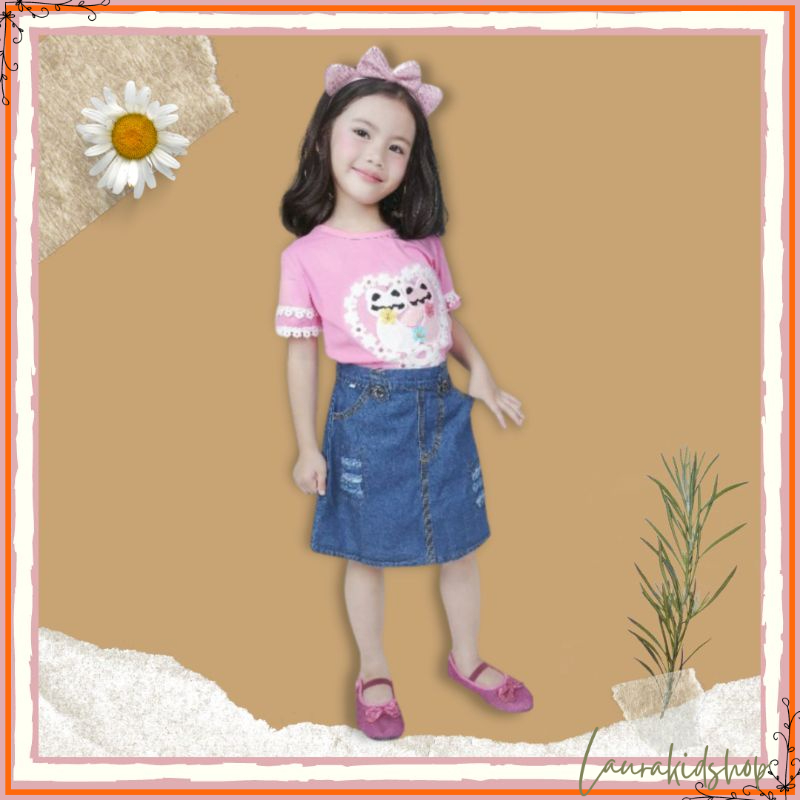 Rok Pendek Anak Perempuan Jeans Riped 2-5 Tahun