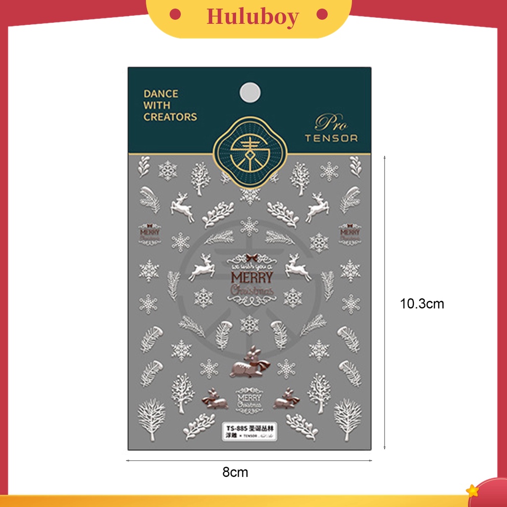 Huluboy Huluboy♡ Stiker Kuku 3D Motif Kepingan Salju Untuk Dekorasi Nail Art