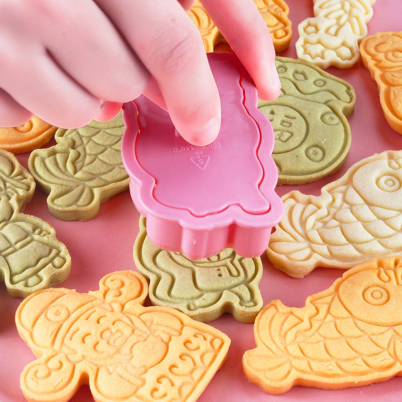 Gro 6pcs Cetakan Cookies / Cookies DIY Bahan Plastik Untuk Festival Musim Semi