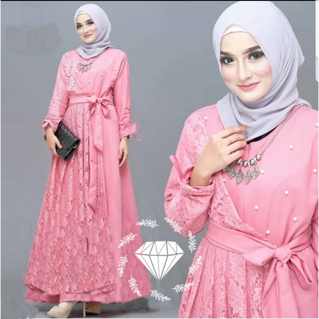 LILIA MAXI DRESS PESTA WANITA / PAKAIAN KASUAL WANITA HIJAB / GAMIS WANITA LD106cm