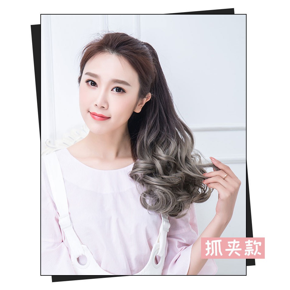 PTG ponytail hair extension gradasi two tone wavy curly jepitan jepit ekor kuda rambut palsu panjang