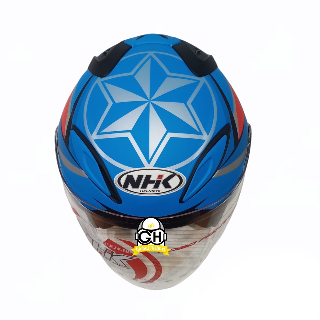 HELM NHK R6 HALF FACE MOTIF GP EDITION ESTRELLA BLUE ESTE DOFF