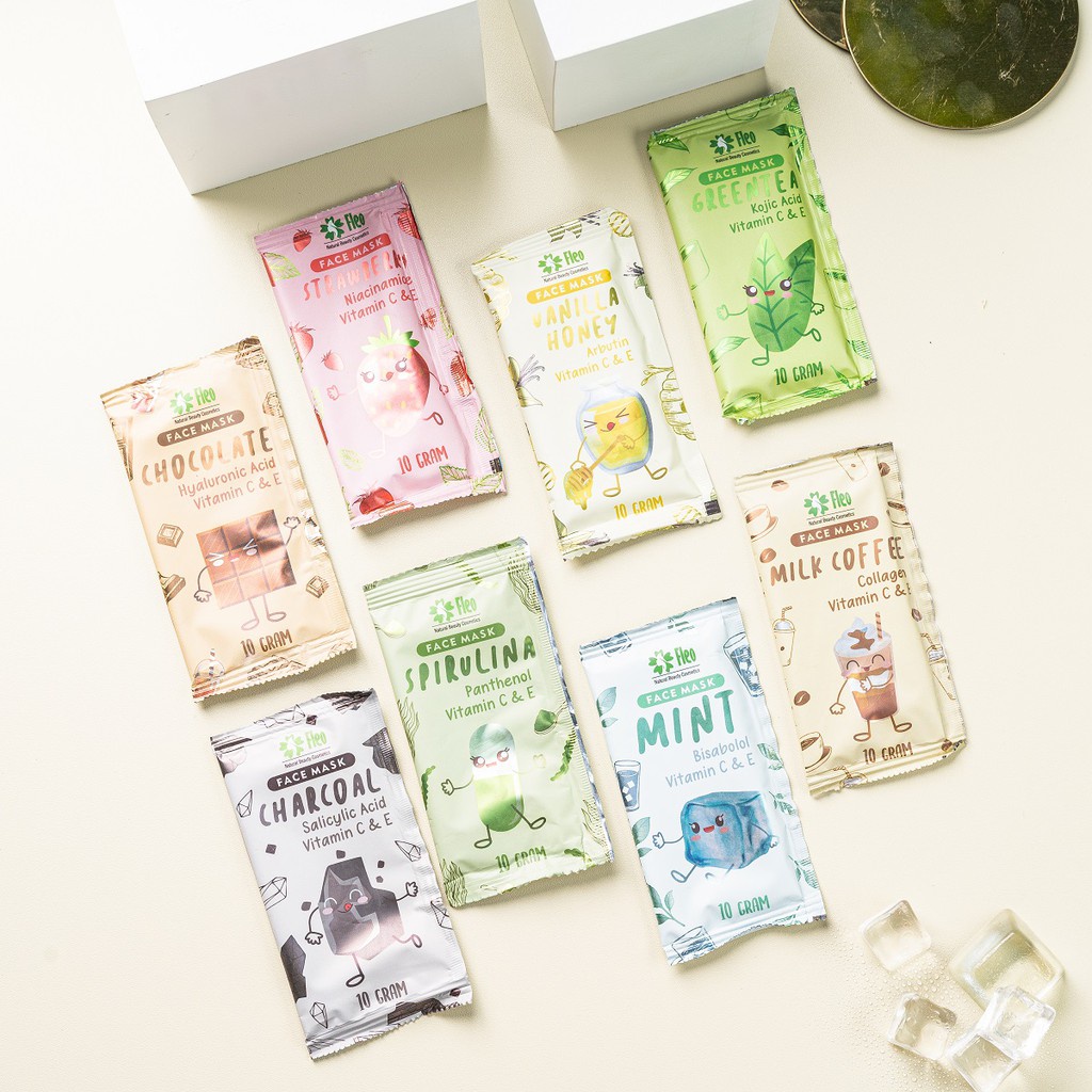 `ღ´ PHINKL `ღ´ Masker organik wajah bubuk Fleo face mask organik untuk jerawat komedo gelatin